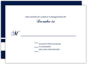 Classic Navy Stripe Wedding Response Card