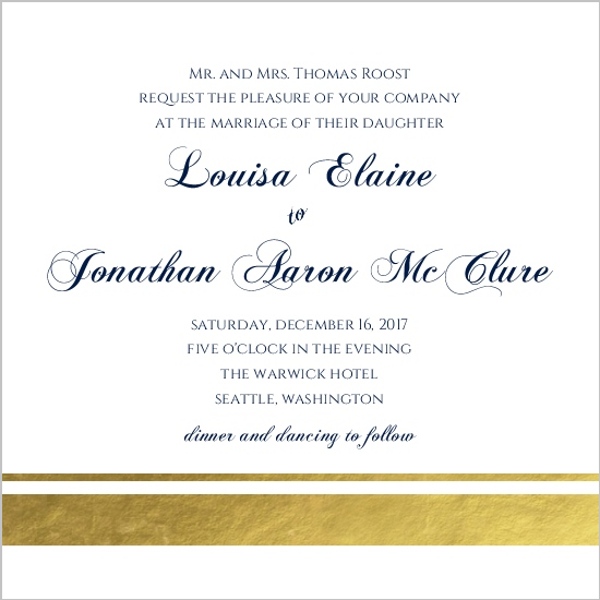 Classic Navy Stripe Wedding Invitation