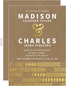 Faux gold foil arrow pattern wedding invitation 35428 57838 0 big