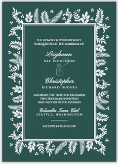 Beautiful White Winter Foliage Frame Wedding Invitation