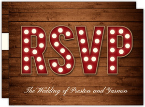 Marquee Rustic Wood Decor Wedding Response Card