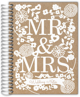Kraft Faux Laser Cut Florals Wedding Journal