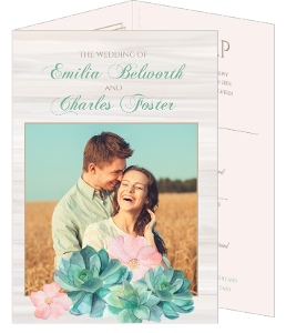 Watercolor Succulents Tri-fold Wedding Invitation