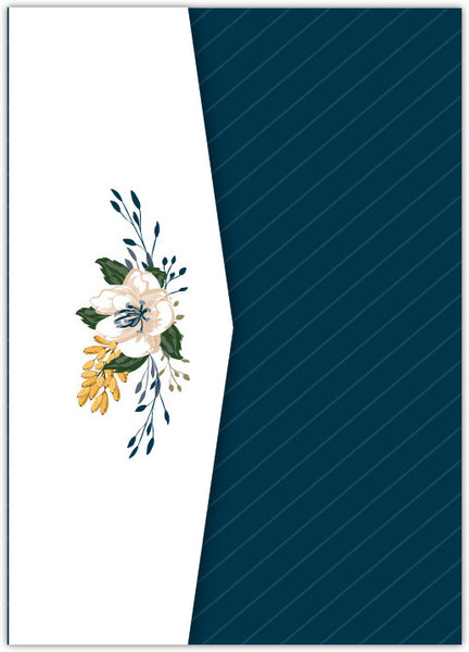 Beautiful Blue Floral Decor Pocketfold Wedding Invitation