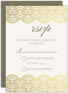 Scallop Pattern Gold Foil Wedding Response Card