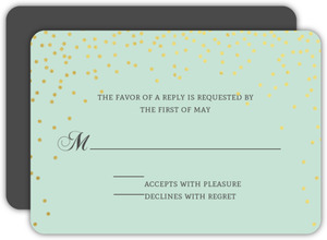 Mint and Gold Foil Confetti Wedding Response Card