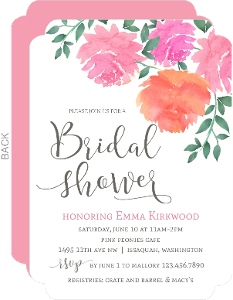 Pink Watercolor Flowers Bridal Shower Invitation
