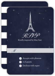 Whimsical Paris Navy Wedding Response Card