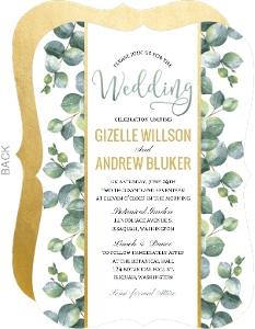Greenery Watercolor Leaves Wedding Invitation