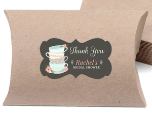 Whimsical Tea Cups Bridal Shower Favor Label