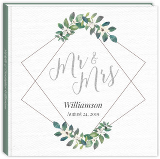 Modern Frame Greenery Wedding Guest Book