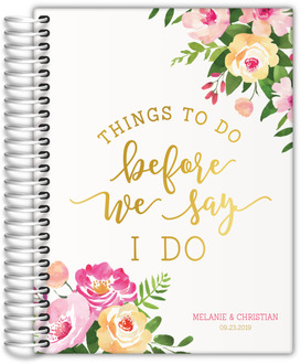 Faux Gold Foil & Watercolor Floral Wedding Journal