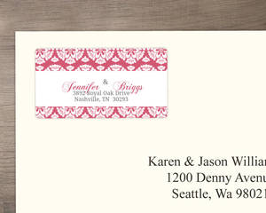 Papaya and White Floral Pattern Address Label