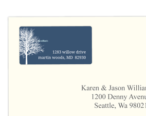 Navy Blue Winter Tree Address Label