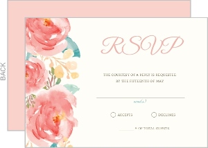 Pink Elegant Watercolor Flower Wedding Response Card