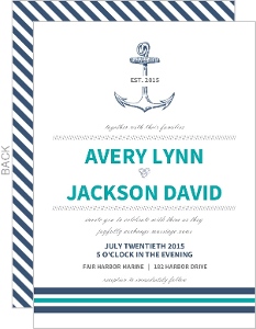 Blue Nautical Anchor Wedding Invitation