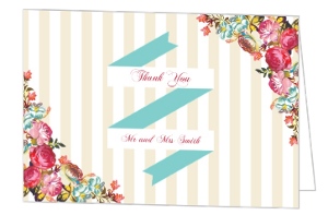 Pink Romantic Flowers Thank You Card