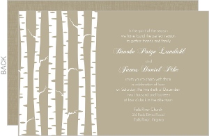 Taupe Winter Birch Wedding Invitation