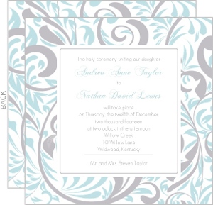 Silver and Blue Swirls Wedding Invitation