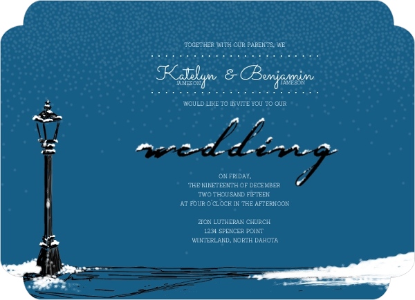 Whimsical Winter Snow Wedding Invitation