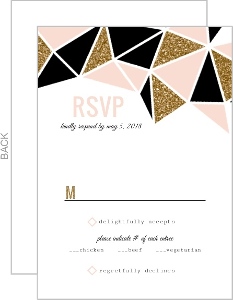 Geometric Glitter Heart Wedding Response Card