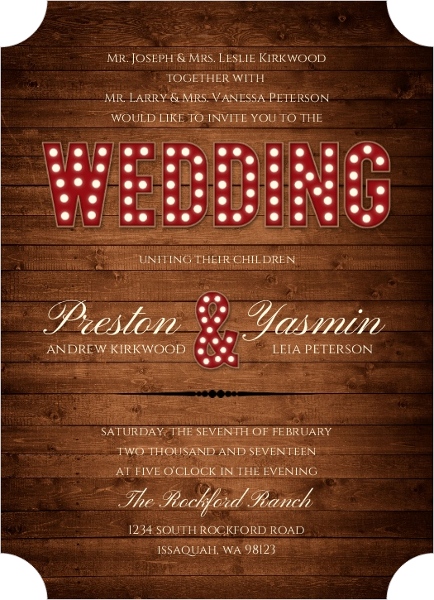 Marquee Rustic Wood Decor Wedding Invitation