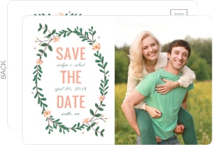Spring Greenery Wreath Wedding Save The Date Postcard
