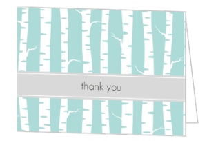 Blue and White Wintry Thank You Card