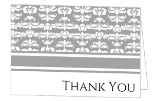 Gray and White Striped Thank You Card