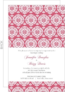Papaya and White Floral Pattern Wedding Invitation