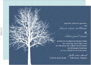 Navy Blue Winter Tree Wedding Invite