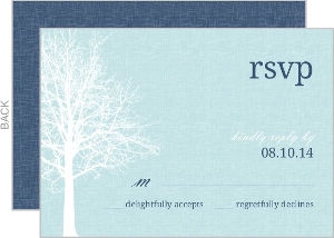 Navy Blue Winter Tree Response Card