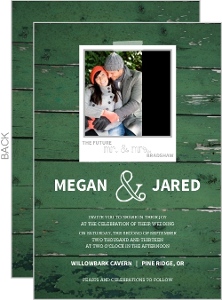 Green Wood Grain Photo Wedding Invite