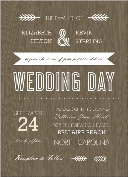 Wood Grain Rustic Wedding Invitation