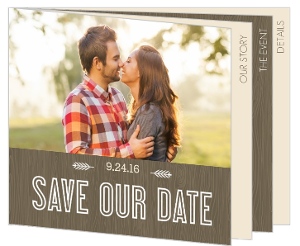 Wood Grain Rustic Save The Date Announcement