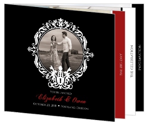 Black and Red Skeleton Key Halloween Wedding Invitation