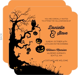 Scary Silhouettes Halloween Wedding Invitation